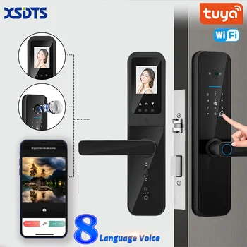 XSDTS Tuya Wifi Цифровой электронный Умный Дверной замок С биометрической камерой Отпечаток пальца Смарт-карты Пароль Ключ Разблокировки