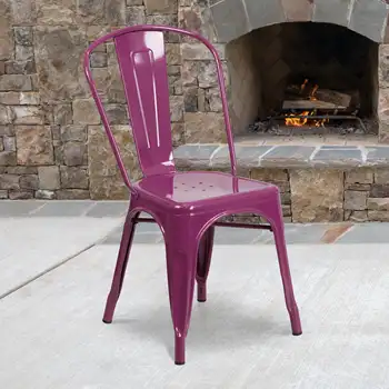 Флэш-мебель коммерческого класса из фиолетового металла, штабелируемый Стул для помещений и улицы