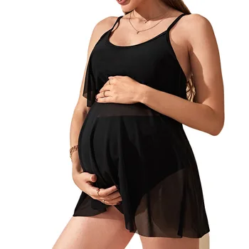 2023 Сексуальный Черный Купальник-бикини Premama сращивание, Женский купальник для беременных, Комплект из двух предметов, Танкини, Пляжная одежда для беременных, Купальный костюм