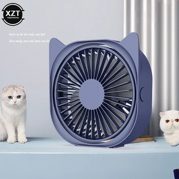 Мини Портативный настольный вентилятор с кошачьими ушками, сильный ветер, Бесшумный Электрический вентилятор с регулируемым углом вращения 360 для офиса, дома и путешествий