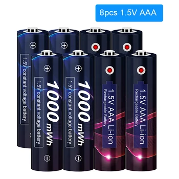 2-8 шт 1,5 В AAA Аккумуляторная батарея AAA 1,5 В литий-ионная батарея 1000 МВтч 1,5 В Аккумуляторная батарея AAA