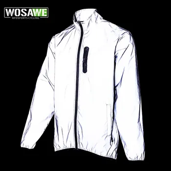 WOSAWE Зимне-Осенняя мужская велосипедная полностью светоотражающая куртка, Ночной светящийся бомбер для бега, Ветрозащитная непромокаемая Теплая ветровка