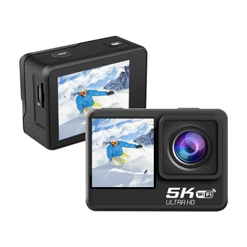 Экшн-камера 5K Wifi с Защитой От Встряхивания, 4K 60 Кадров в секунду, Двойной экран, Широкоугольный 30 М, Водонепроницаемая Спортивная Камера с Дистанционным Управлением