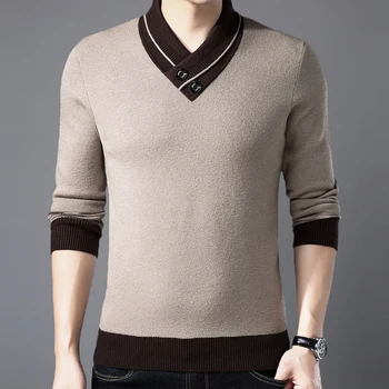 мужской свитер с V-образным вырезом и длинным рукавом 2023, новая весенне-осенняя модная мужская одежда, вязаные свитера zde2012