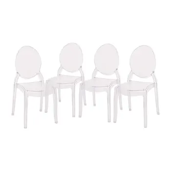 Кресло-призрак серии Revna, набор из 4 штук, прозрачный пластик