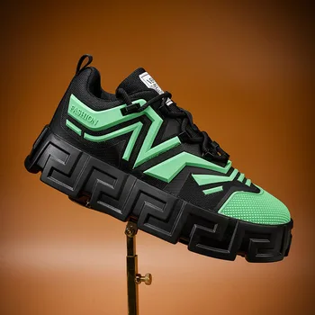 Брендовая мужская повседневная обувь, кроссовки на толстой платформе, дышащие сетчатые кроссовки в стиле пэчворк, увеличивающие рост, спортивная обувь для улицы