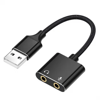 Адаптер для внешней звуковой карты USB с разъемом 3,5 мм, наушники и микрофон, внешний аудиоконвертер для ПК с Windows Mac Linux