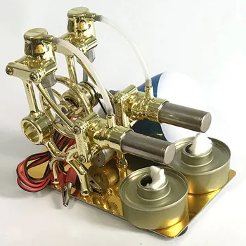 Двухцилиндровая модель мини-двигателя Стирлинга, игрушка для научных экспериментов по производству паровой энергии