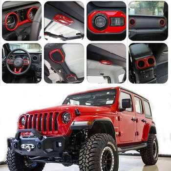 Комплекты для отделки салона Автомобиля Jeep Wrangler JL 2018-2023, Черные Наклейки из Углеродного Волокна ABS, Внутренний Аксессуар Автомобиля, Красный