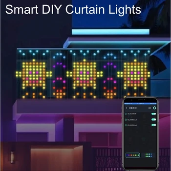 Умный светодиодный светильник для занавесок Bluetooth Приложение Синхронизация музыки DIY Дисплей Картинка Текстовая строка RGB Красочная Подсветка для спальни Фестиваль Вечеринка Декабрь