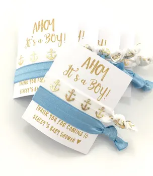 10 шт. персонализированных подарков для душа AHOY it's a boy, Эластичные резинки для волос, свадьба, Девичник, день рождения, Эластичные браслеты, ножные браслеты