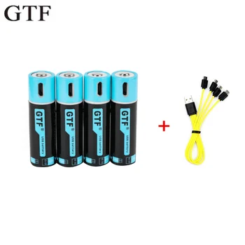 GTF 100% емкость 1,5 В 1500 мАч AA литий-ионный аккумулятор 2250 МВтч литий-полимерный с USB-перезаряжаемой литиевой батареей usb + USB-кабель