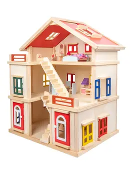 детский игровой домик, деревянный кукольный домик для девочек, миниатюрный домик, комплект