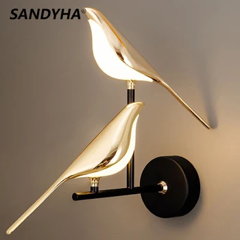 Sandyha Nordic Поворотный светодиодный настенный светильник Golden Bird для прикроватной тумбочки в спальне, Подвесной светильник для гостиной, столовой, столовой