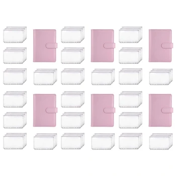 Планировщик в переплете 6X A6, розовый Блокнот в переплете и 72 штуки, папка на молнии с 6 отверстиями, карманы для переплета, конверт для наличных, кошелек