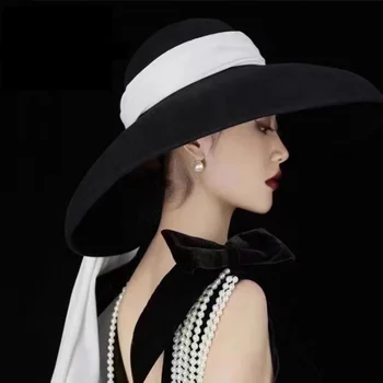 Высококачественная ретро элегантная черная бархатная лента Хепберн цилиндр модная темпераментная свадебная светская львица вечерняя тиара