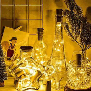 Праздничная вечеринка, Медный Провод, Светодиодная Сказочная лампа, лампа для бутылки вина, Струнные лампы для Рождественского украшения, Сад, 10 шт., Свадебный декор