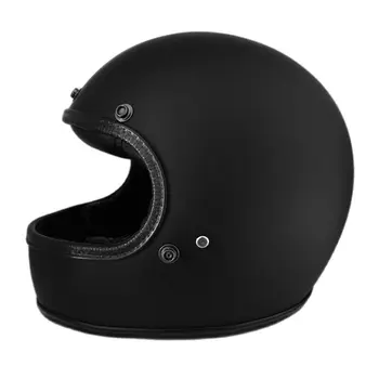 Винтажный Мотоциклетный шлем из стекловолокна с полным лицом в стиле ретро в немецком стиле Kask, для кафе-рейсеров, скутеров, круизеров, вертолетов, матовый черный, Одобрен в горошек