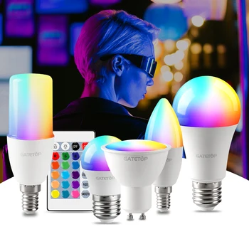 LED Smart RGBW инфракрасная Лампа дистанционного Управления GU10 E27 AC110V 220V 6W 10W с цветным затемнением подходит для семейных праздничных вечеринок