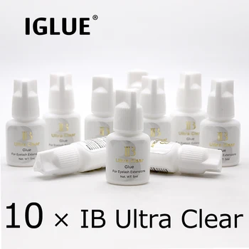 10 Бутылок Оригинального клея IB Ultra Clear для наращивания ресниц в Корее, 5 мл прозрачного клея, стойкий клей для накладных ресниц