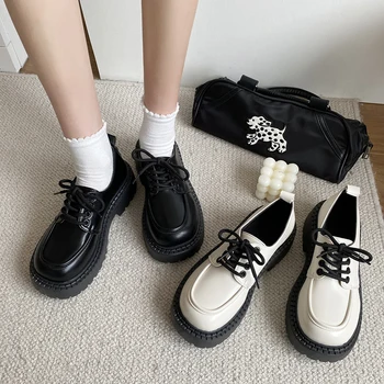Rimocy/Женские оксфордские туфли на платформе со шнуровкой, удобные туфли-лодочки из искусственной кожи с круглым носком, Модная офисная женская обувь Zapatillas Mujer