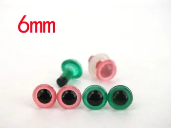 6 мм 20 пар/лот, высококачественные защитные глазки с кристаллами-розовые и зеленые