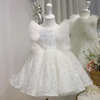 2023 Новые элегантные платья для девочек Платье принцессы для выпускного вечера Детская Роскошная одежда Бальное платье с блестками для младенцев Официальная детская одежда Vestido