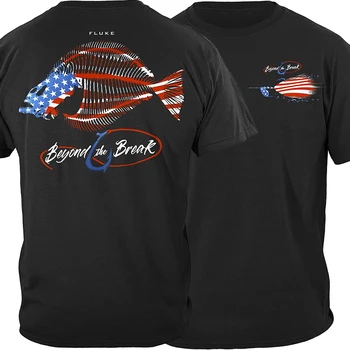 Подарочная футболка с изображением американского флага, рыбы-двуустки, скелета, рыбалки, рыболова. Повседневная футболка из 100% хлопка с коротким рукавом, Свободный топ S-3XL