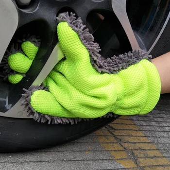 Перчатки для мытья автомобилей из микрофибры с 5 пальцами Инструмент для чистки автомобиля двойного назначения Многофункциональная щетка для чистки дома Перчатка для мытья деталей