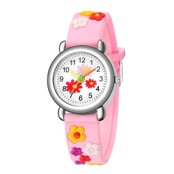 Модные детские часы с Милым цветком и 3D-печатью, кварцевые часы для женщин, спортивные часы, Детские наручные часы для девочек Relogio