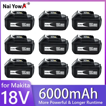 Новинка Для 18V Makita Battery 6000mAh Аккумуляторная Батарея для Электроинструментов со светодиодной литий-ионной Заменой LXT BL1860B BL1860 BL1850