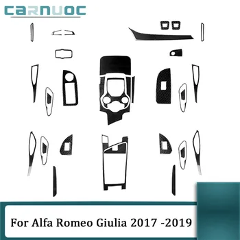 Молдинги салона автомобиля, декоративные аксессуары для Alfa Romeo Giulia 2017 2018 2019, различные детали, черные наклейки из углеродного волокна