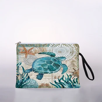 Классическая косметичка с рисунком океана, женская мини-косметичка, сумка для хранения, дорожная сумка для хранения, сумочка