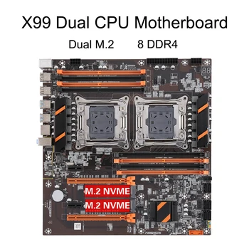 Материнская плата X99 с двойным процессором LGA 2011 V3 2011-3 Xeon 8 x DDR4 Память с Качественным каналом Двойной PCI-E SATA 3 Двойной M.2 Поддержка NVME Серии E5