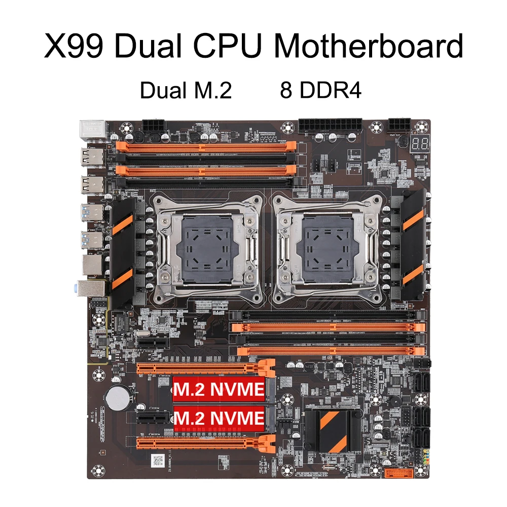 Материнская плата X99 с двойным процессором LGA 2011 V3 2011-3 Xeon 8 x DDR4 Память с Качественным каналом Двойной PCI-E SATA 3 Двойной M.2 Поддержка NVME Серии E5